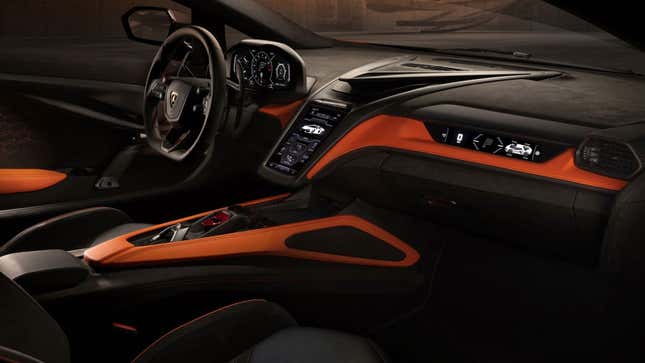 Un render del interior del Lamborghini Revuelto. 